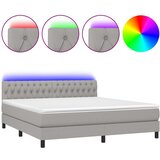 vidaXL Box spring postelja z vzmetnico LED sv. siva 180x200 cm blago, (20789448) Cene