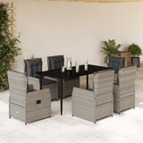 vidaXL Vrtna jedilna garnitura 7-delna z blazinami sv. siv poli ratan | Shoptok.si