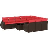  11-dijelni vrtni set s jastucima smeđi poliratan | shoptok.hr