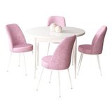 Hanah home Set Trpezarijski sto i 4 stolice, Bijelo-roza | Eponuda.ba