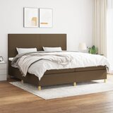  Krevet s oprugama i madracem tamnosmeđi 200x200 cm od tkanine | shoptok.hr