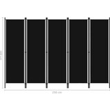 vidaXL Paravan 5-delni črn 250x180 cm | Shoptok.si