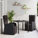 vidaXL 3 delni vrtni jedilni set z blazinami Črn poli ratan | Shoptok.si