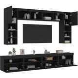 vidaXL 8-dijelni set zidnih TV ormarića s LED svjetlima crni Cijene
