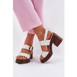 VINCEZA Ladies sandals on a chunky heel and platform White 17387 | Shoptok.si