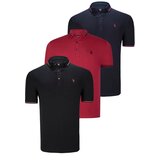 Dewberry TRIPLE SET T8586 MEN'S T-SHIRT-BLACK-NAVY-BURGUNDY Cijene