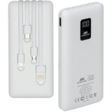 Riva Case Prenosna baterija VA2210 ("Powerbank") 10.000 mAh 10W, bel, z LCD ekranom in 4 podatkovni kabli (MicroUSB, Type-C, Lightning, Cene