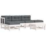 Maison Chic Seti vrtnega pohištva - Vrtna garnitura - Vrtni pohištvo set 6-delna z blazinami bela trdna borovina, (21813605) | Shoptok.si