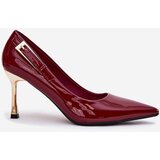 Boto Lacquered High Heels With Gold Buckle Bordeaux Mivira | Shoptok.si