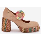 Maciejka Suede Pumps With Weaving On Heel And Platform | Shoptok.si