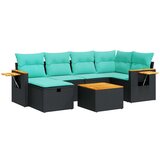 vidaXL Vrtna garnitura - 7-dijelni set vrtnih sofa od poliratana s jastucima crni - Crna sa spremištem 5 | shoptok.hr