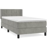 Box spring krevet s madracem svjetlosivi 90x190 cm baršunasti | shoptok.hr