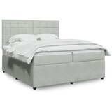 vidaXL Box spring postelja z vzmetnico svetlo siva 200x200 cm žamet | Shoptok.si