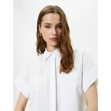 Koton Short Sleeve Poplin Shirt Cuff Collar Pocket Buttoned Cotton cene