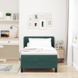 Box Spring krevet s madracem tamnozelene boje 90x200 cm od baršuna | shoptok.hr
