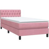 Box spring postelja z vzmetnico roza 80x220 cm žamet, (21791709) | Shoptok.si
