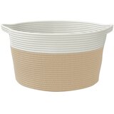  Košara za pohranu bež-bijela Ø 40 x 25 cm od pamuka | shoptok.hr