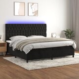 The Living Store Box spring postelja z vzmetnico LED črna 200x200 cm žamet - Box Spring Postelja, (21492464) Cene