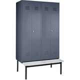 Wolf Garderobna omara s klopjo, vrata s polno steno, širina razdelka 600 mm, 2 razdelka, modro siva | Shoptok.si