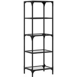 vidaXL Regal za shranjevanje s stekleno površino 40x30x123 cm jeklo | Shoptok.si