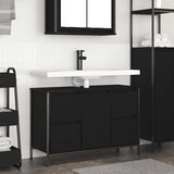 vidaXL Ormarić za umivaonik s ladicama crni hrast 90x34,5x60 cm | shoptok.hr