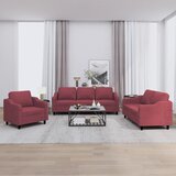 vidaXL Sedežna garnitura z blazinami 3-delna vinsko rdeče blago | Shoptok.si