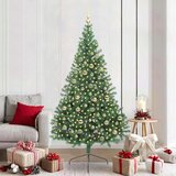 vidaXL Umjetna preddekorirana božićna jelka Zelena 210 cm PVC | Shoptok.si