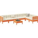  8-dijelni set vrtnih sofa s jastucima voštano smeđi od borovine | Eponuda.com
