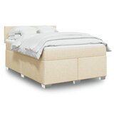 vidaXL Box spring postelja z vzmetnico krem 140x200 cm blago Cene