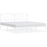 The Living Store Kovinski posteljni okvir z vzglavjem bel 193x203 cm - Posteljni Okvir, (21501400) | Shoptok.si
