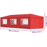 Šator za zabave 900 x 300 x 255 cm Crvena PE i čelik | shoptok.hr