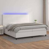  Box spring postelja z vzmetnico LED bela 200x200cm umetno usnje, (20761019) Cene