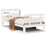 Maison Chic Posteljni okvir - Enojna postelja - Postelja za odrasle z vzglavjem brez vzmetnice bel 100x200 cm, (21695278) Cene