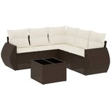  6-dijelni set vrtnih sofa od poliratana s jastucima smeđi | shoptok.hr
