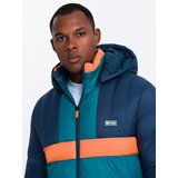 Ombre Men's sporty colorful retro jacket - navy blue and orange | Shoptok.si