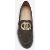 Resti Dark green women's moccasins with gold embellishment Uletta - Footwear | Shoptok.si