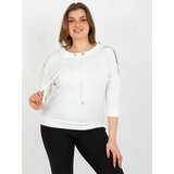 Fashion Hunters Women's blouse plus size with 3/4 sleeves - ecru Cene