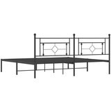 Metalni Kovinski posteljni okvir z vzglavjem črn 193x203 cm | Shoptok.si