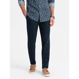 Ombre Men's classic chino pants with fine texture - navy blue | shoptok.hr