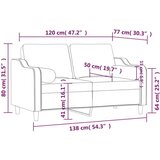  Dvosjed s ukrasnim jastucima svjetlosivi 120 cm od tkanine | shoptok.hr