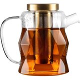 Vialli Design Steklen čajnik s cedilom v zlati barvi 1,3 l Geo – u