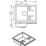 Ferro SUDOPERA GRANITNA FERRO 580X480 CRNA SA POP-UP SIFONOM fi115 | Eponuda.com