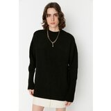 Trendyol Black Straight Collar Oversize Knitwear Sweater Cene