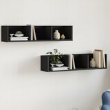  The Living Store Stenska omarica 2 kosa črna 75x18x16,5 cm inženirski les - Stenska Omarica, (21445172) Cene