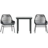 vidaXL 3-dijelni vrtni blagovaonski set s jastucima od crnog | shoptok.hr