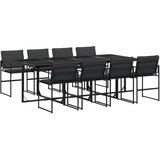  9-dijelni vrtni blagovaonski set s jastucima crni od tekstilena | Eponuda.com