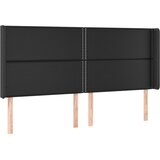  Uzglavlje s ušima crno 203x16x118/128 cm od umjetne kože | shoptok.hr
