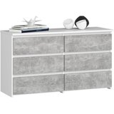 AKORD Cl100 Komoda, 6 Predalov, Bela/Beton, (5000332261) | Shoptok.si