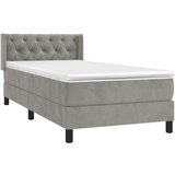Box spring krevet s madracem svjetlosivi 80 x 200 cm baršunasti | shoptok.hr