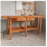  Delovna miza s predali in primeži 192x62x83 cm trdna akacija | Shoptok.si